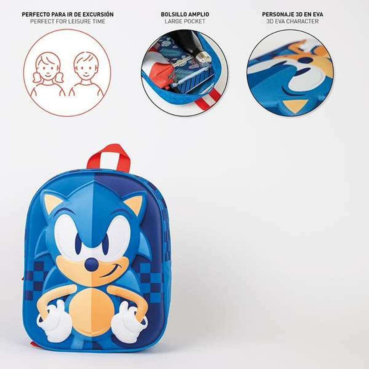 Mochila Escolar 3D Sonic